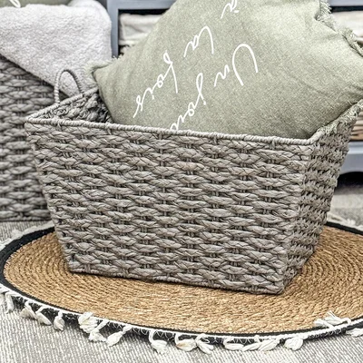 Homebase Large Rectangular Paper Basket  - Grey