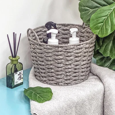 Homebase Round Paper Basket - Grey