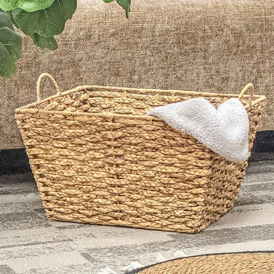 Homebase Large Rectangular Water Hyacinth Basket - Natural