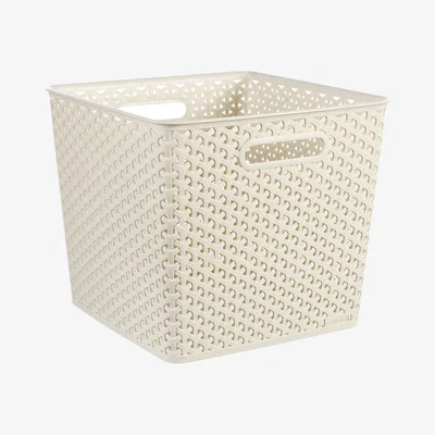 Homebase Curver My Style 30L Cube Storage Basket - Vintage White