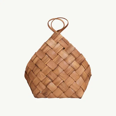 IO Living Carrick Medium Pinewood & Paper Basket Brown