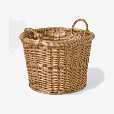 John Lewis John Lewis Woven Willow Round Log Basket, Light Natural