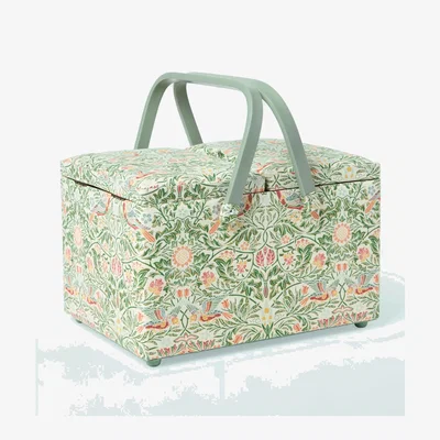 John Lewis John Lewis William Morris Emery Walker's House Twin Lid Sewing Basket, Green