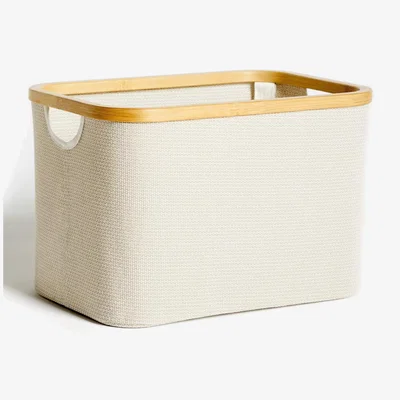 John Lewis John Lewis Bamboo Rim Open Storage Basket, H25 x W38 x D26cm