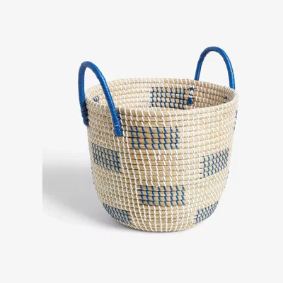 John Lewis John Lewis & Partners Seagrass Basket with Handles, Natural / Blue