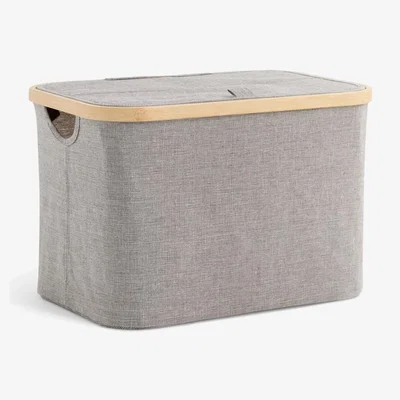 John Lewis John Lewis Bamboo Rim Lidded Storage Basket, H25 x W38 x D26cm