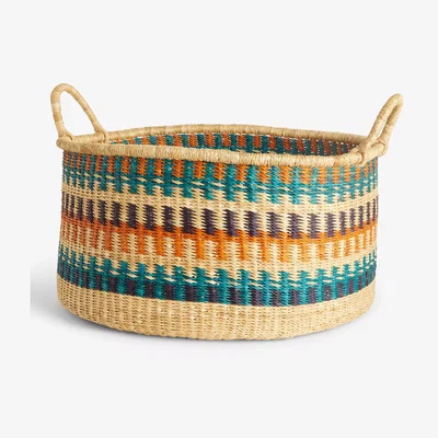 John Lewis John Lewis & Partners Extra Large Round Basket with Handles, Multi
