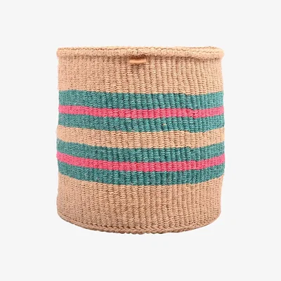 John Lewis The Basket Room Ndoto Woven Storage Basket, Turquoise/Pink Stripe, Extra Large