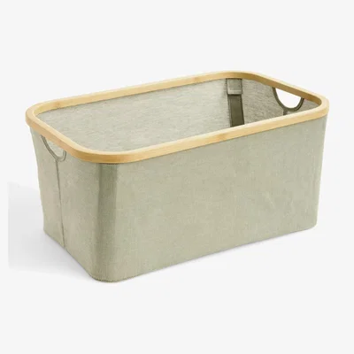 John Lewis John Lewis Bamboo Rim Open Storage Basket, H25 x W53.4 x D33cm