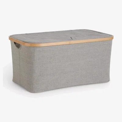 John Lewis John Lewis Bamboo Rim Lidded Storage Basket, H25 x W53.4 x D33cm