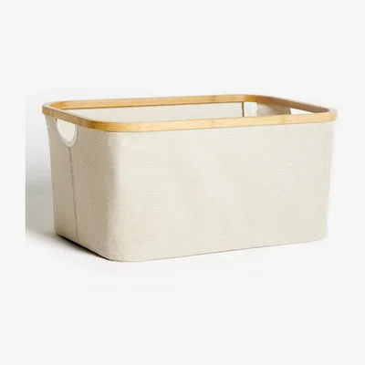 John Lewis John Lewis & Partners Bamboo Rim Rectangular Storage Basket, Small