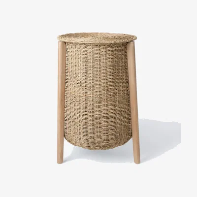 John Lewis John Lewis Woven Seagrass and Wood Laundry Basket, Natural