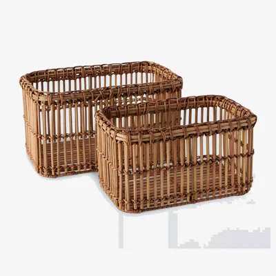John Lewis John Lewis ANYDAY Mid-Century Woven Rattan Storage Baskets, Set of 2