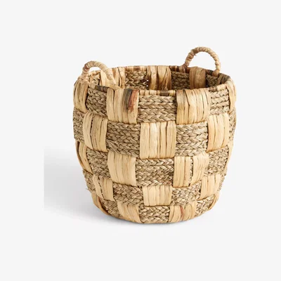 John Lewis John Lewis & Partners Seagrass & Water Hyacinth Check Storage Basket