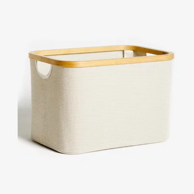 John Lewis John Lewis & Partners Bamboo Rim Rectangular Storage Basket, Medium