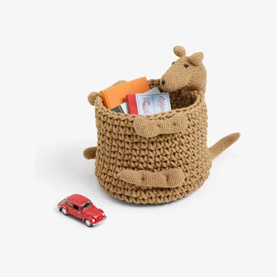John Lewis little home at John Lewis Knitted Kangaroo Storage Basket, Natural