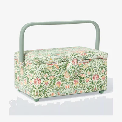John Lewis John Lewis William Morris Emery Walker's House Medium Rectangular Sewing Basket, Green