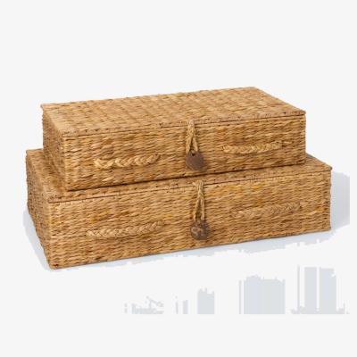 John Lewis John Lewis Bulrush Lidded Under Bed Storage Baskets, Set of 2, Natural