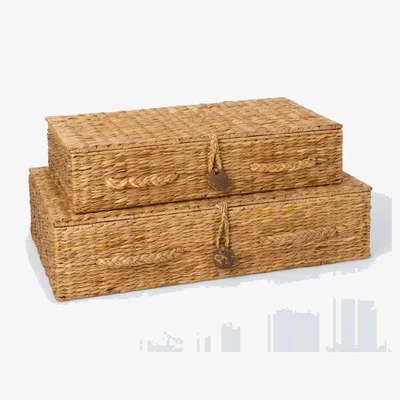 John Lewis John Lewis Bulrush Lidded Under Bed Storage Baskets, Set of 2, Natural