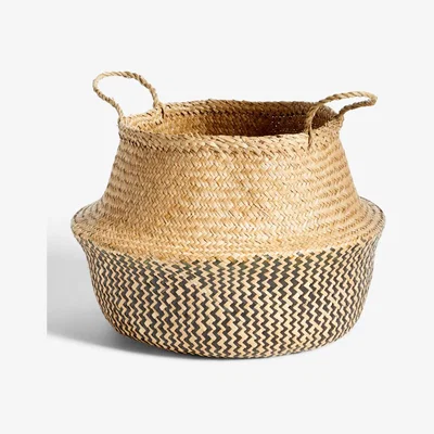 John Lewis John Lewis & Partners Fusion Black Patterned Seagrass Storage Basket