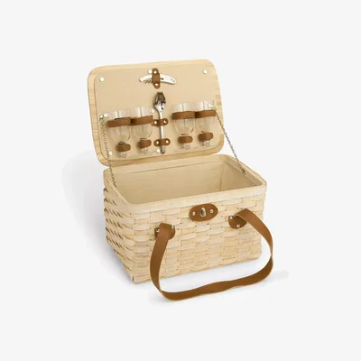 John Lewis John Lewis Lisbon Filled Wood Wicker Picnic Hamper, 4 Person