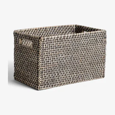 John Lewis John Lewis & Partners Fusion Dark Rattan Open Basket, Large
