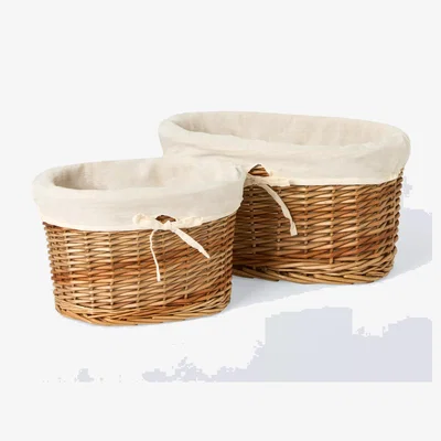 John Lewis John Lewis Oval Willow Storage Basket, Natural, Set of 2