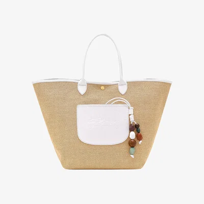 John Lewis Longchamp Canvas Medium Pliage Basket Bag, White