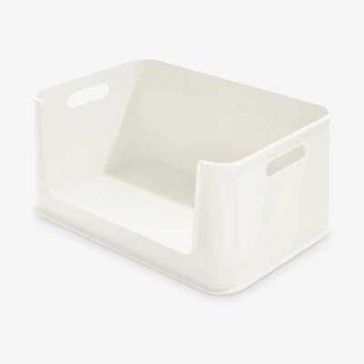 John Lewis iDesign Eco Collection Recycled Plastic Stacking Open Front Box, Large