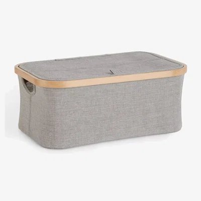 John Lewis John Lewis Bamboo Rim Lidded Storage Basket, H16 x W38 x D26cm