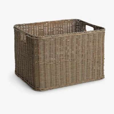 John Lewis John Lewis & Partners Rattan Storage Box, Grey, Medium