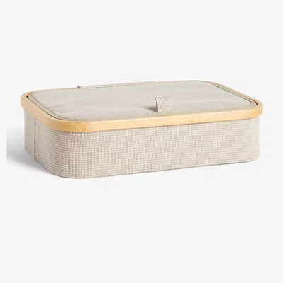John Lewis John Lewis Bamboo Rim Divided Storage Basket, H9.3 x W38 x D26cm
