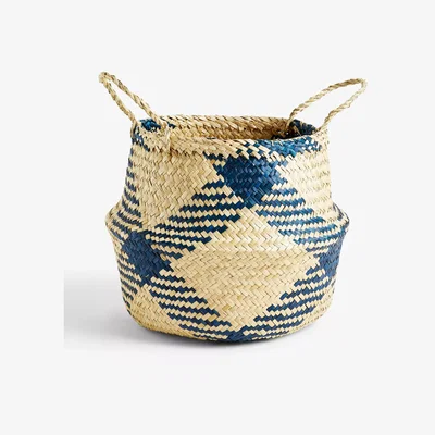John Lewis John Lewis Blue Pattern Seagrass Basket