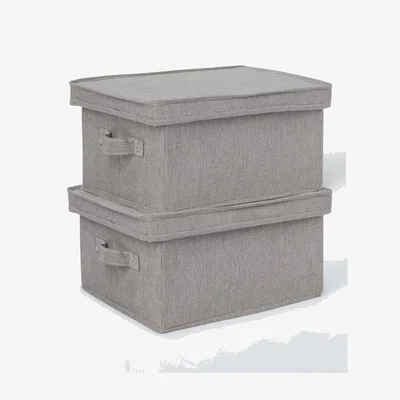 John Lewis John Lewis Polyester Lidded Storage Boxes, Set of 2, Mid Grey