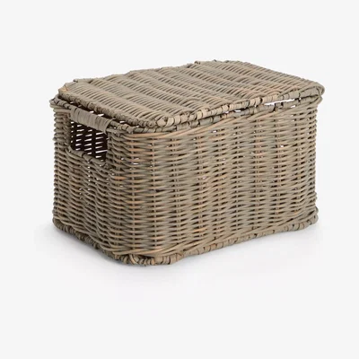 John Lewis John Lewis & Partners Rattan Storage Box, Grey, Small