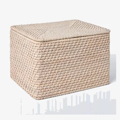 John Lewis John Lewis Lidded Rattan Storage Basket, Off White
