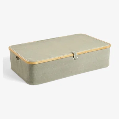 John Lewis John Lewis Bamboo Rim Lidded Underbed Storage Basket, H19 x W76 x D45cm