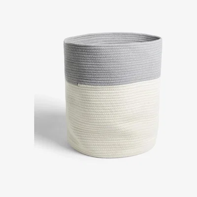 John Lewis John Lewis & Partners Cotton Rope Storage Bucket, White / Grey