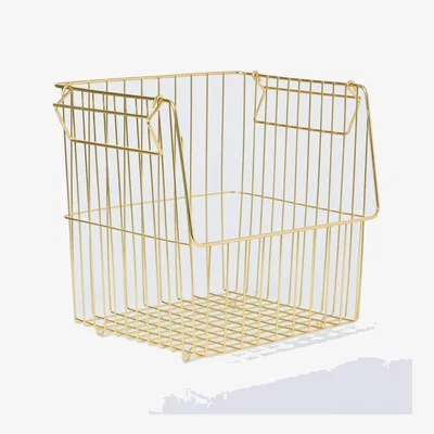John Lewis John Lewis ANYDAY Open Front Metal Storage Basket, Gold, Large