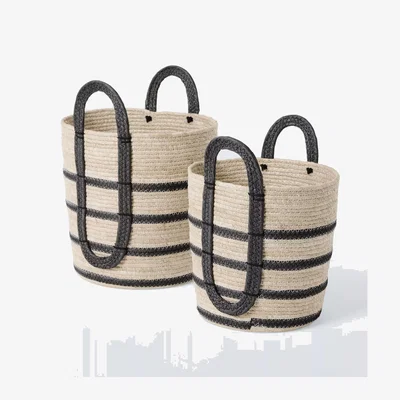 John Lewis John Lewis Maize Storage Basket, Set of 2, Natural/Black