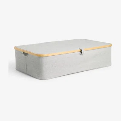 John Lewis John Lewis Bamboo Rim Under Bed Storage Basket, Grey