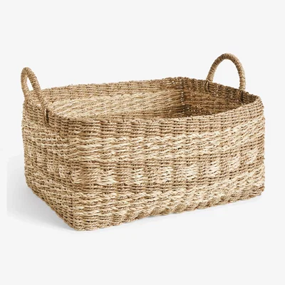 John Lewis John Lewis Rectangular Seagrass Basket, Natural/White