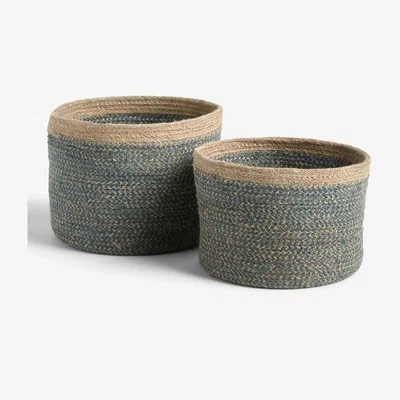 John Lewis John Lewis & Partners Jute Basket, Set of 2, Blue