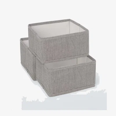 John Lewis John Lewis Polyester Storage Box, Set of 3, Mid Grey