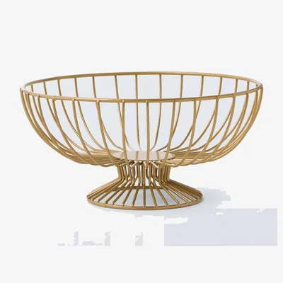 John Lewis John Lewis Footed Wire Basket, 27cm, Gold