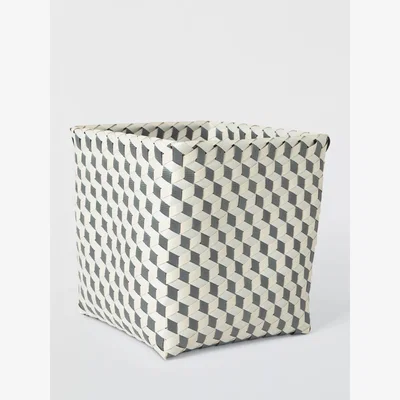 John Lewis John Lewis ANYDAY Geometric Woven Storage Box, Black/White