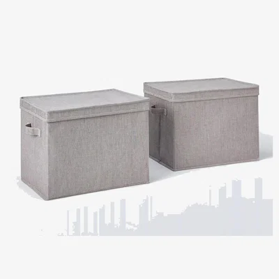 John Lewis John Lewis Collapsible Lidded Storage box, Set of 2, Grey