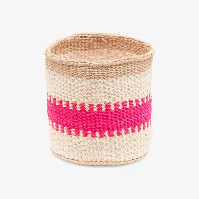 John Lewis The Basket Room Kuzuia Woven Storage Basket, Pink Stripe, Extra Large
