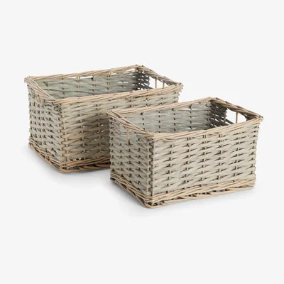 John Lewis ANYDAY John Lewis & Partners Willow Storage Baskets, Set of 2, Natural / Grey
