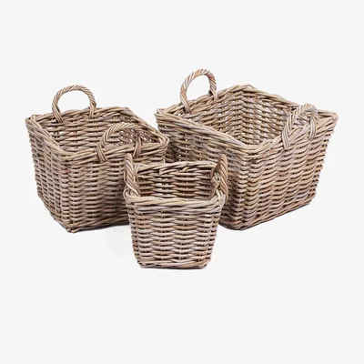 Knees Wilton Willow Set of 3 Baskets - Kooboo Grey 